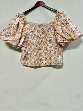 Anthropologie Dolan crop top in a multicolor floral print.